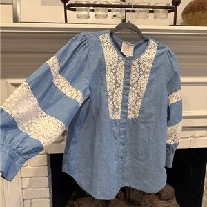 Johnny Was Thalassa Pieced Button Down Shirt